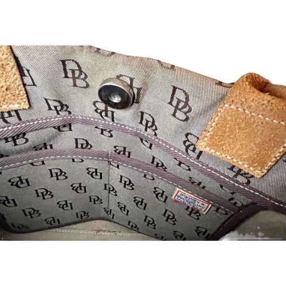 Dooney & Bourke Bag Small Tulip Tassel Taupe and Brown Canvas Leather Tote - Picture 6 of 7